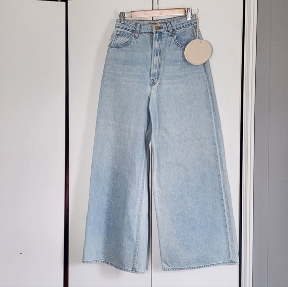 Mother Denim Denim - Mother Denim Snacks Light Blue Wide-Leg Women's Jeans